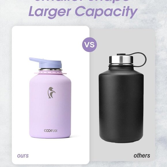 Half Gallon Water Bottle with Strap, 64oz Insulated Water Jug Stainless Steel wi - Picture 2 of 7